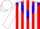 Silk - Red, blue triangular panel, white stripes on sleeves, white cap