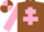 Silk - Brown, pink cross of lorraine and sleeves, quartered cap