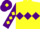 Silk - Yellow, purple triple diamond, purple sleeves, yellow diamonds, purple cap, yellow diamond