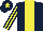 Silk - Dark blue, yellow stripe, yellow and dark blue striped sleeves, dark blue cap, yellow star