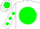Silk - White, white 'b' on green ball, green dots on sleeves