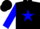 Silk - Black, blue star on sleeves, black cap