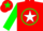 Silk - Red, green circle, white star, green sleeves