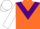 Silk - Orange, purple inverted chevron, purple bars on white sleeves, white cap