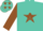 Silk - Turquoise, brown star and 'w', turquoise stars and bars on brown sleeves