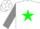Silk - White, green star, gray sleeves