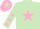 Silk - LIGHT GREEN, pink star and stars on sleeves, pink cap, light green star