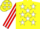 Silk - Yellow, white stars, red & white striped sleeves, red cap, white stars