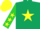 Silk - Dark green, yellow star, lime sleeves, yellow stars, yellow cap
