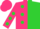 Silk - Hot pink and lime green halves, hot pink and lime green opposing dots