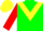 Silk - green, yellow chevron, red sleeves, yellow cap