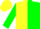 Silk - Yellow & green diagonal halves,green sleeves,yellow cuffs