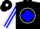 Silk - Black, white 'sf' in circle, white framed blue diamond stripe on sleeves