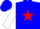 Silk - Blue, red star, stripe on white slvs