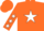 Silk - Orange, orange jh on white star, white stars on sleeves