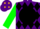 Silk - Purple,  gold fleur de le on black ball, black diamonds on green sleeves
