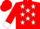 Silk - Red, white 'w/g' white stars, white cuffs