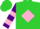 Silk - Lime, purple 'g' on pink diamond, purple and pink bars on sleeves, lime cap