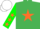 Silk - Emerald green, orange star, green sleeves, orange stars, white cap