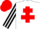 Silk - White, Red Cross of Lorraine, Black and White striped sleeves, Red cap