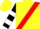 Silk - Yellow, red sash,  black and white bars on sleeves, yellow cap