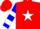 Silk - Red, blue 'e' on white star , blue and white bars on sleeves , red cap