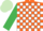 Silk - Orange and white check, emerald green sleeves, light green cap