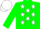 Silk - Green, white stars, green sleeves, green stars on white cap