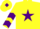 Silk - Yellow, Purple star, chevrons on sleeves, Yellow cap, Purple diamond