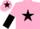 Silk - Pink, Black star, halved sleeves, Pink cap, Black star