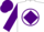 Silk - White, purple circle and 'w,' purple diamond seem on sleeves, white and purple cap