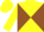 Silk - Yellow and chocolate brown diagonal quarters, chocolate brown band on yellow sleeves, yellow cap