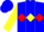 Silk - Blue, red diamond hoop, yellow panel, yellow strip & cuffs on sleeves