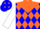 Silk - Blue, orange yoke, orange 'w', orange diamonds on white sleeves
