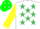 Silk - White, Emerald green stars, yellow sleeves, green cap, white diamonds