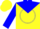 Silk - Yellow, blue yoke and circle, blue sleeves, yellow hoops