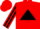 Silk - Red, black triangle framed tt racing, black diamond stripe on sleeves, red cap
