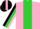 Silk - Pink, black halfs ,lime green stripe