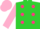 Silk - Lime green, hot pink dots, pink sleeves, pink cap