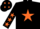 Silk - Black, orange star, black sleeves, orange stars, black cap, orange diamonds