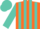Silk - Orange and turquoise stripes, orange and turquoise stripes on sleeves, turquoise cap