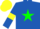 Silk - Royal blue, green star, yellow armlets, yellow cap