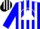 Silk - Blue, white triangle framed white 'c' in white circle, white stripes on sleeves