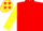 Silk - Red, yellow ''t/r'' , red stars on yellow sleeves
