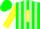 Silk - Green and light green striped, green 'b' in yellow diamond, yellow sleeves