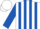 Silk - White, royal blue horsehead, royal blue stripes on sleeves, white cap