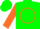 Silk - Green, orange bar, orange circle on sleeves