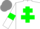 Silk - White body, green cross of lorraine, white arms, green armlets, grey cap
