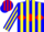 Silk - Blue, red diamond hoop, yellow panels, yellow stripe on sleeves