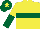 Silk - Yellow, dark green hoop, halved sleeves, dark green cap, yellow star